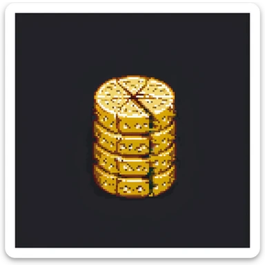 Swiss cheese cybersecurity model, pixel art, simple, colorful, with layers of cheese slices each with holes, representing security layers with vulnerabilities, digital theme sticker