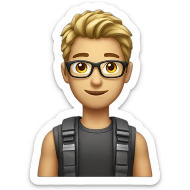 Young Men with glass gamer  sticker