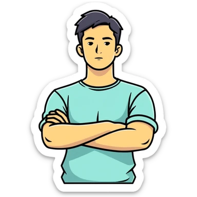 arms crossed on neck guy  sticker