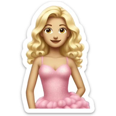 blonde girl in fluffy glittery pink dress sticker