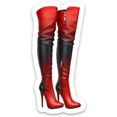 Realistic Red to black ombre thigh high boots. sticker
