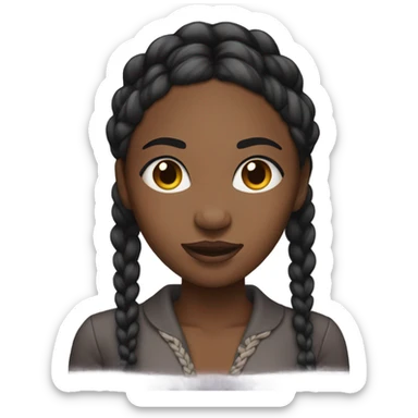 black woman with knotless braids and lashes sticker