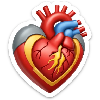 Un corazón humano roto de color gris con grietas  sangrando y expulsando sangre rodeado de vendas y tiritas que se despegan sin hacer efecto sticker