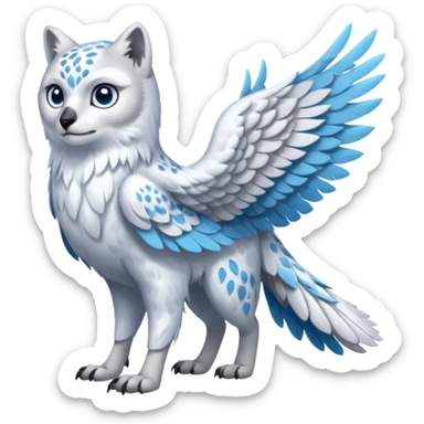 Gryphon-Snow-Leopard-Arctic-Fox-Arctic-Wolf-Snowy-Owl-fusion-hybrid-animal-creature, full body sticker
