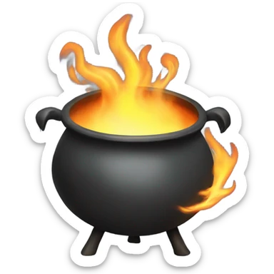 Cauldron that has fire twirling out of it sticker