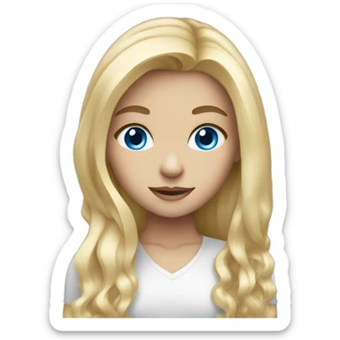 pretty blonde girl with blue eyes not so close long hair sticker