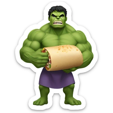 The hulk eating a burrito  sticker