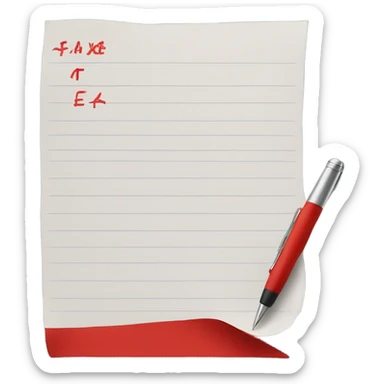 A piece of paper with a pen with a red inscription sanctions sticker