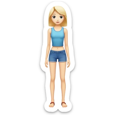 full body skinny female figure standing sticker