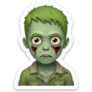 a green boy zombie with a boring face sticker