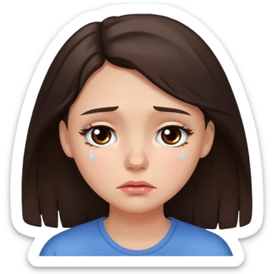 Pretty brunnete girl sad sticker