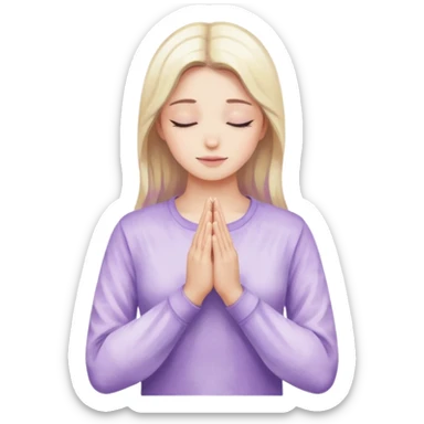 Hands in prayer in watercolor, sleeves in lilac color sticker