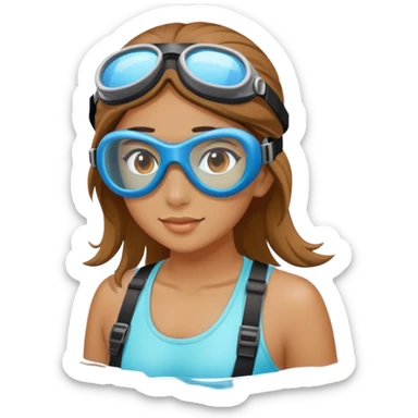 Girl  with goggles by water sticker
