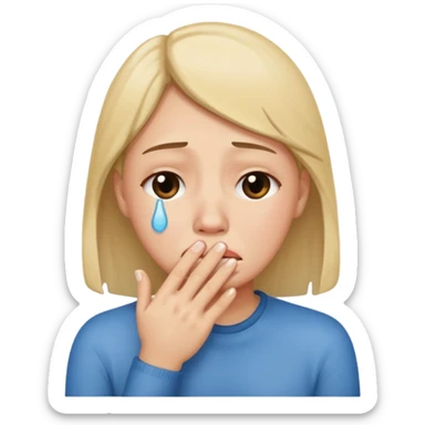 tears with hand on mouth sticker