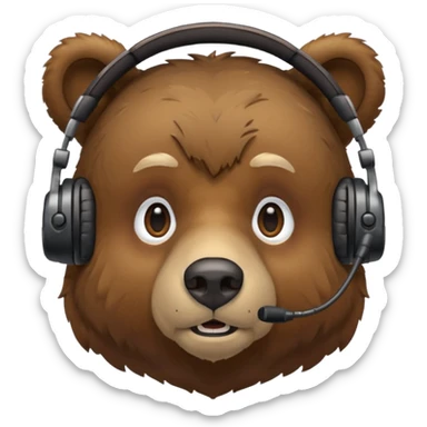 a bear with headset mic sticker