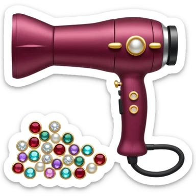 burgundy blow dryer covered in jewelry sticker