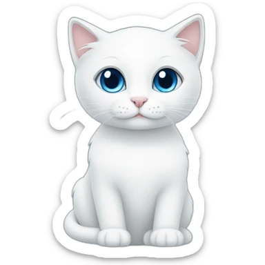 blue love, white love, white cat, love sticker