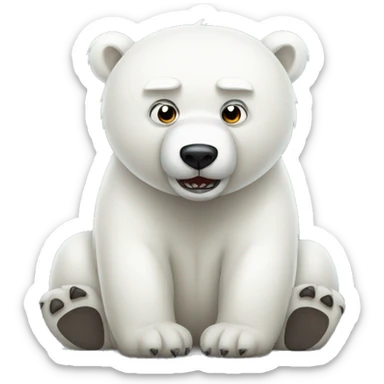 Cute polar bear with anger  sticker