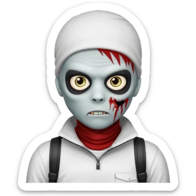 zombie boy with emo hair and white shirt with a ski mask on hair from Nike da syna no mask zombie  sticker