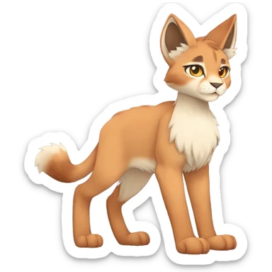 Anthro Beige-Orange-Brown Fur-Sona-Fakemon Lynx-Caracal Full Body sticker