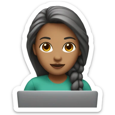 memoji of female with laptop in front sticker