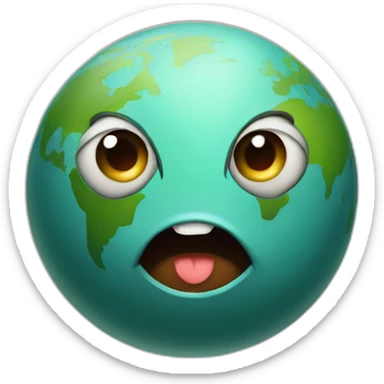 planet Earth with a cartoon rebel face with big childish eyes sticker
