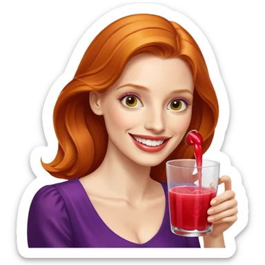 Jessica Chastain, making fruit punch sticker