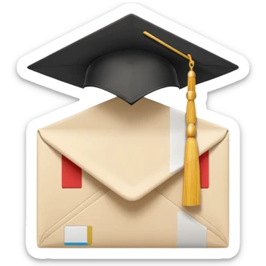 A simple emoji-style icon of a white manila envelope with subtle paper texture, clean edges, and a small graduation NUMBER  2022-photo on the front, graduation icon  sticker