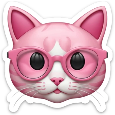 Rose pink glasses, cat type shaped. sticker