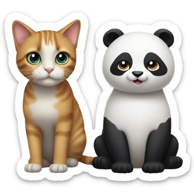 cat and panda mix sticker