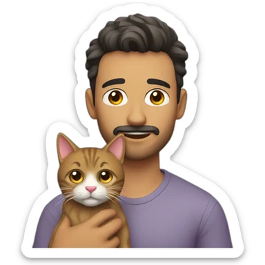 Chico barbudo con un gato sticker