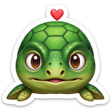 Cute angry turtle that has an upside down heart mark under her nostrils sticker