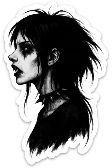 goth scary profile girl, remove background sticker