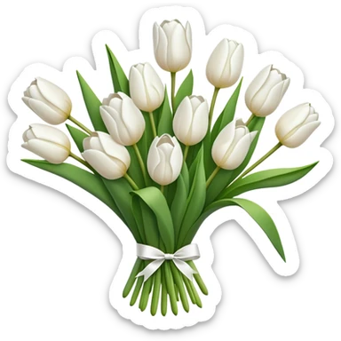 white tulip bouquet  sticker