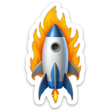rocket with flame shaped as Ukrainian trident sticker