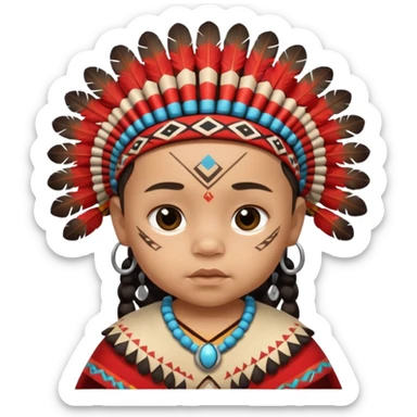 Indiozinho bebê meio branco. com características de índio roupinha de índio rosto também  sticker