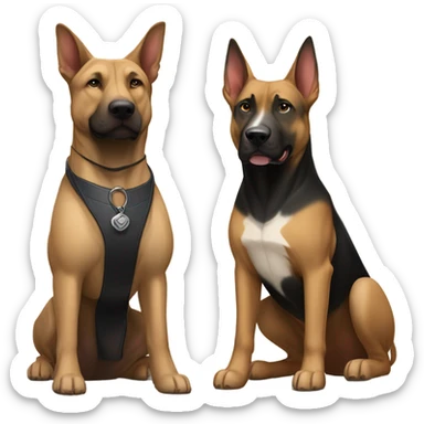 German shepherd and pit bull sticker