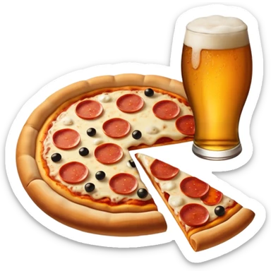 Pizza mixed with beer sticker