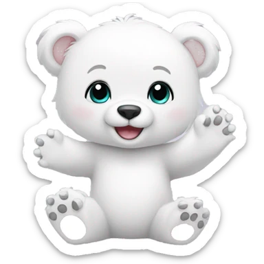 cute white bear cub waving sticker