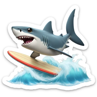 Shark surfing on a surfboard sticker