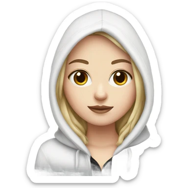 White girl with black fur hood sticker