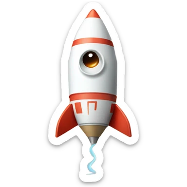 A quirky rocket assembled from folded checks, with an ambitious expression and holding a steaming coffee cup sticker