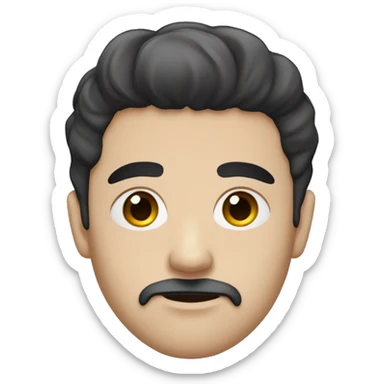 Cartoon white skin boy black hair shaved with beard wearing a face mask  sticker