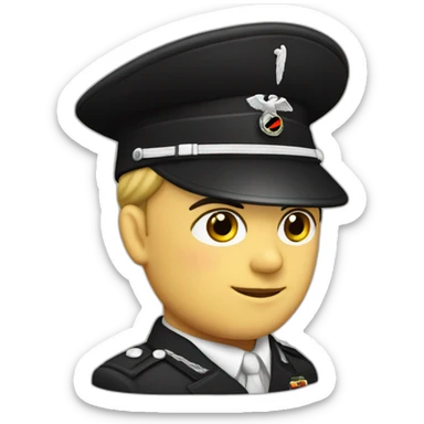 german fascist with black uniform from 1940 and eagle emblem on the hat sticker