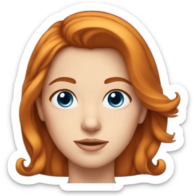 Femme rousse avec chat blanc aux yeux bleu sticker