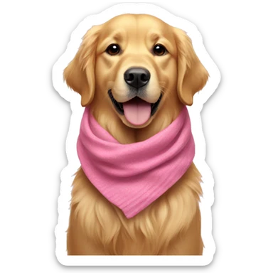 Golden retriever wearing a pink scarf  sticker