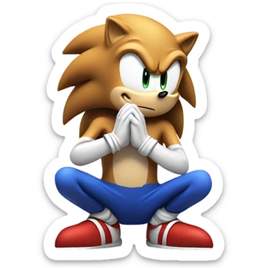 Sonic the hedgehog praying kneeling sticker