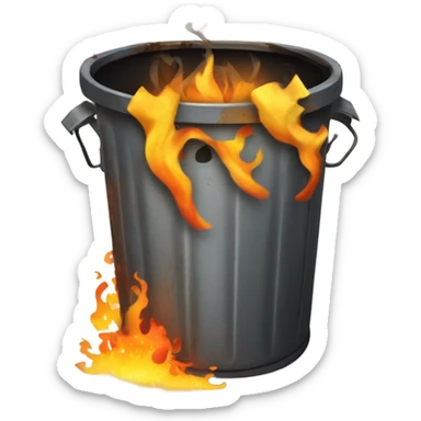 Flaming trash can sticker