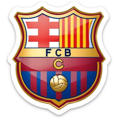 FC Barcelona logo, shield with blue and red stripes, football club emblem sticker