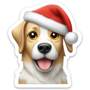Dog with Santa hat and Christmas glassws sticker